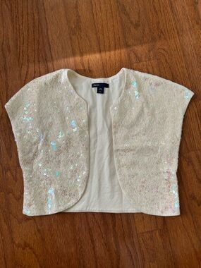 GAP Kids Iridescent Sequin Bolero - White